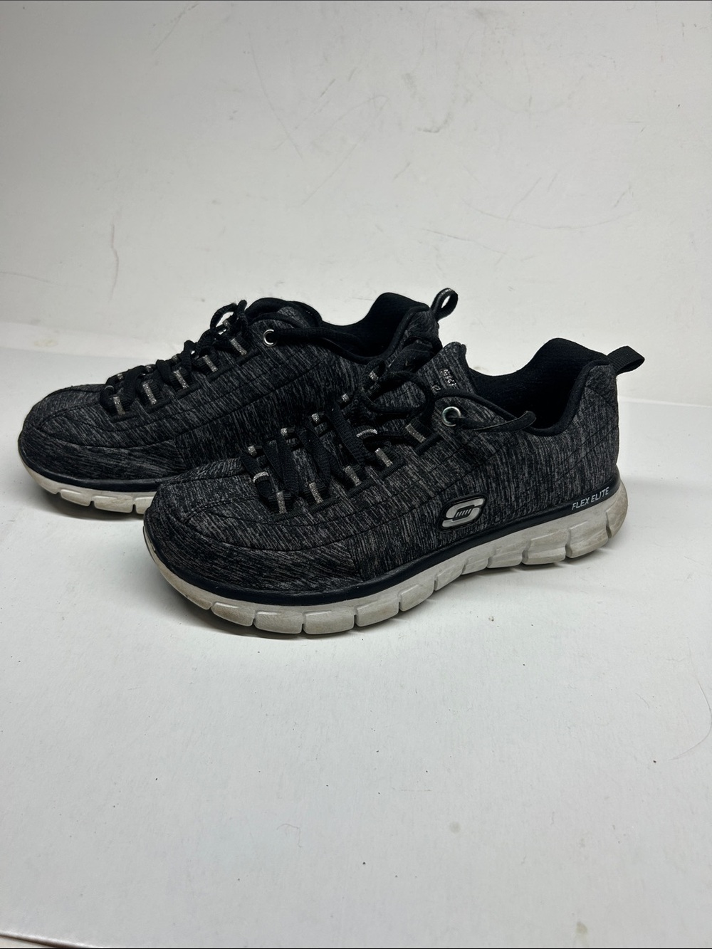 Skechers Men's Black Heathered Slip-On Style Athletic Sneakers